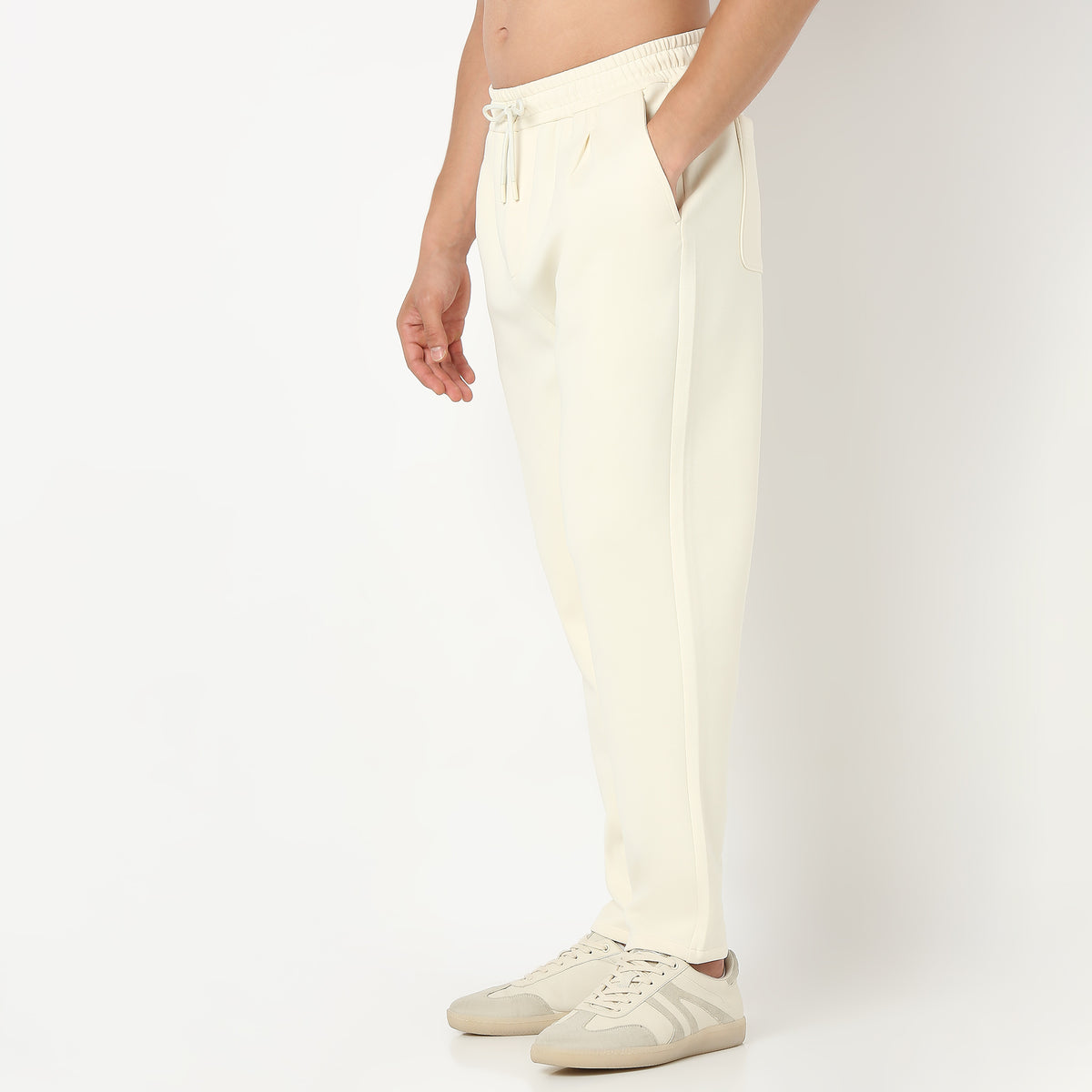 Solid Ankle Length Knitted Textured Pants