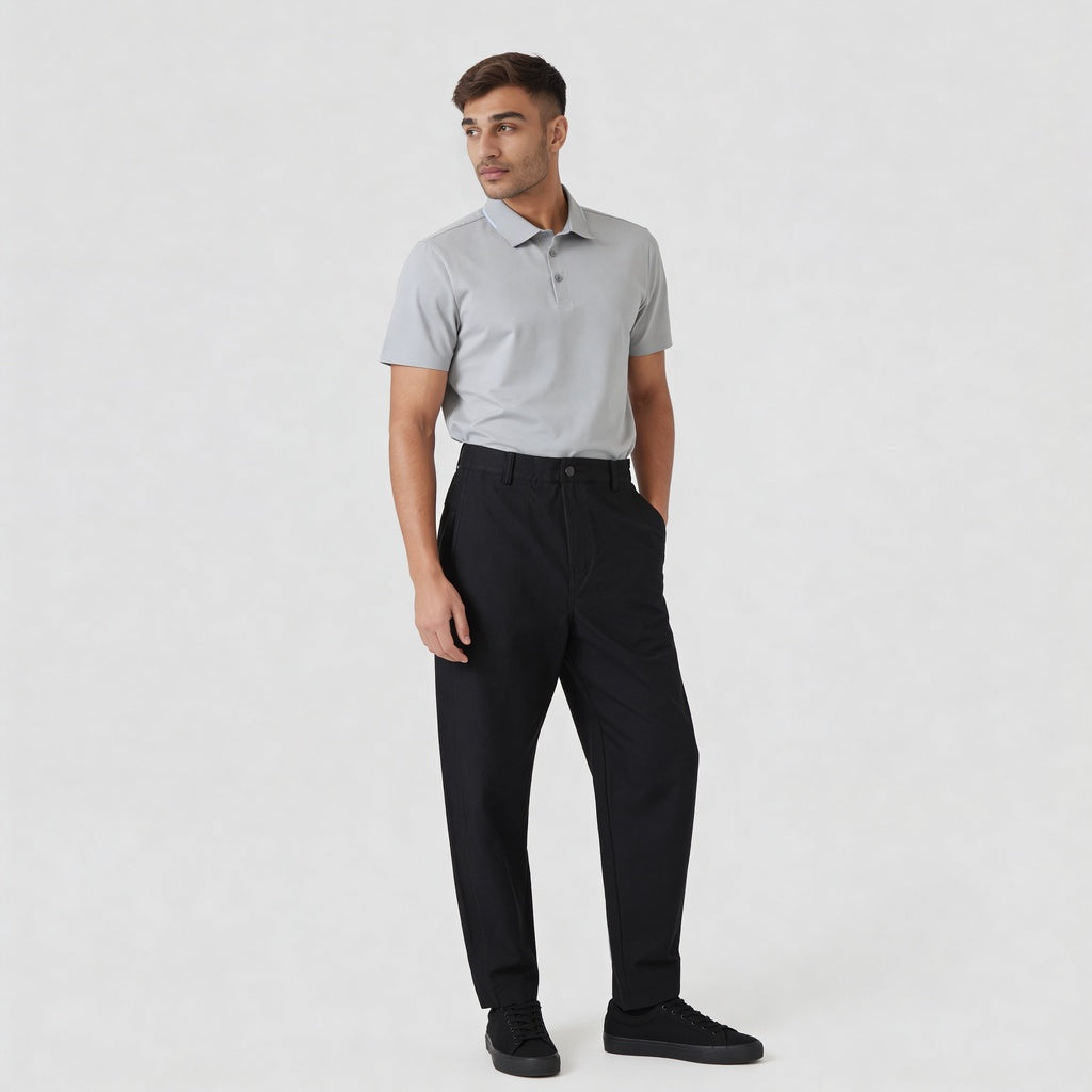 Woven Solid Riviters Mid Rise Pants