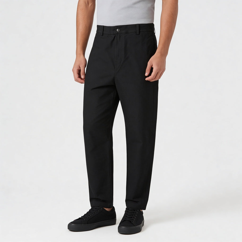 Woven Solid Riviters Mid Rise Pants