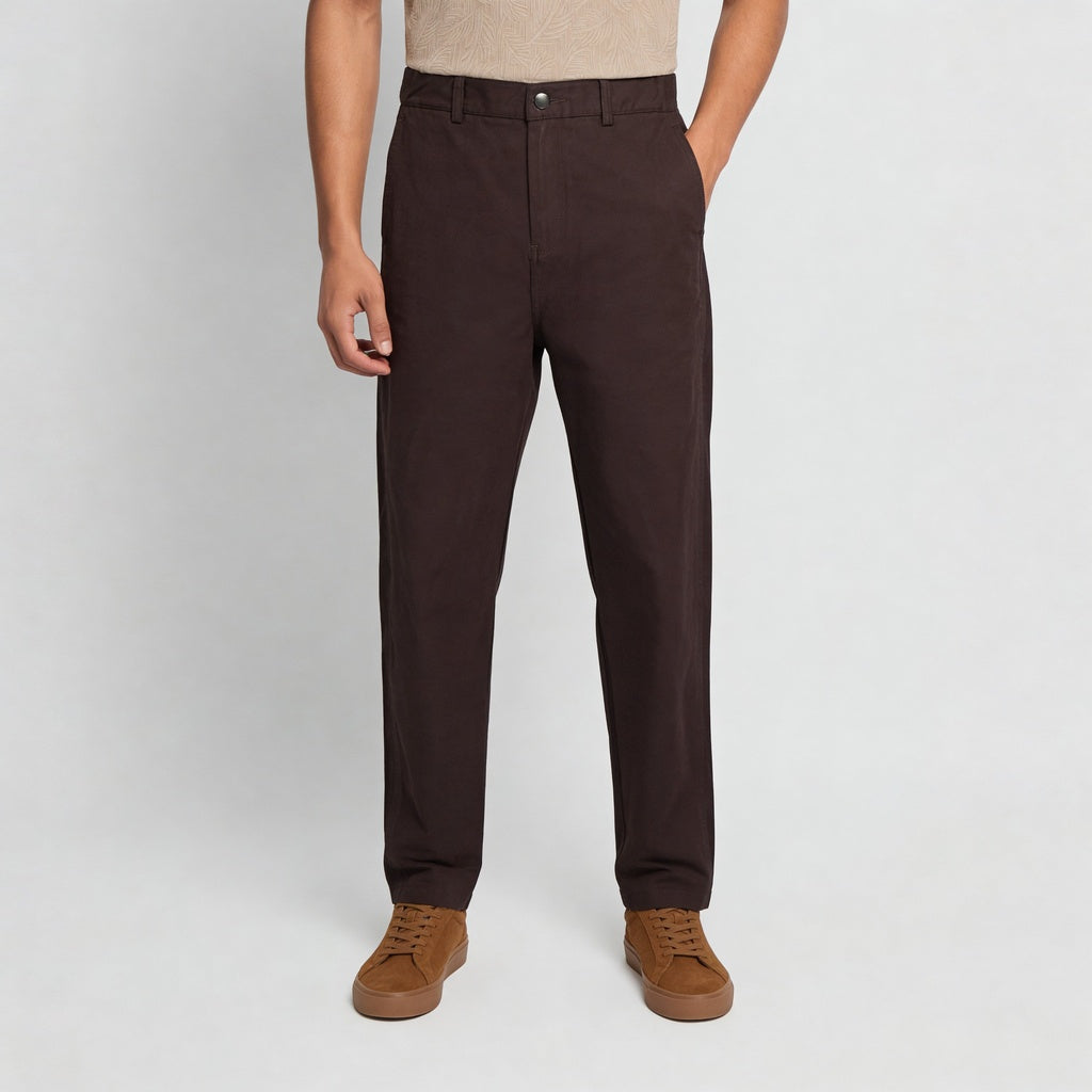 Woven Solid Riviters Mid Rise Pants
