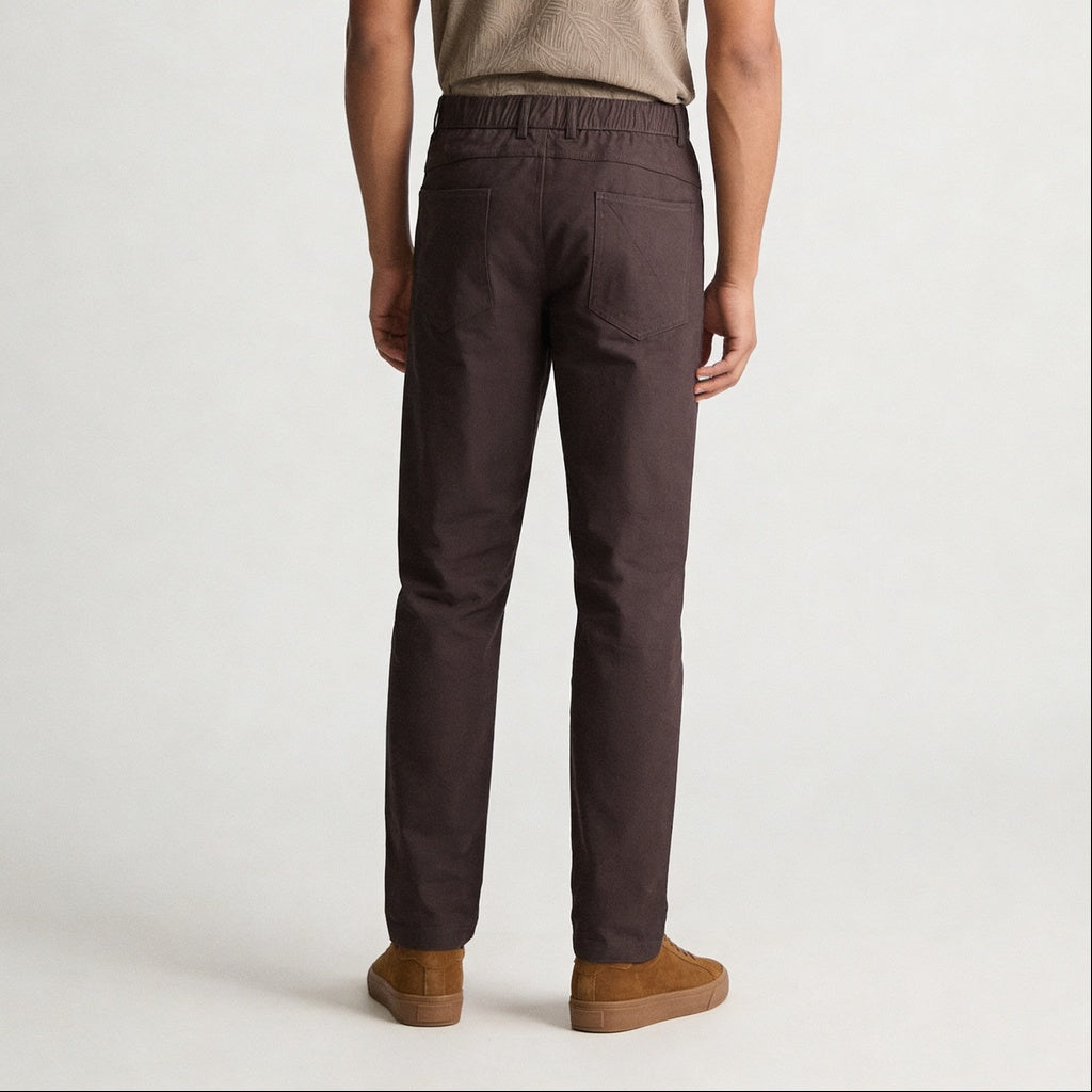 Woven Solid Riviters Mid Rise Pants