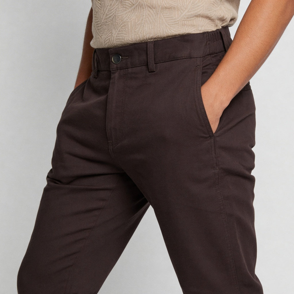 Woven Solid Riviters Mid Rise Pants