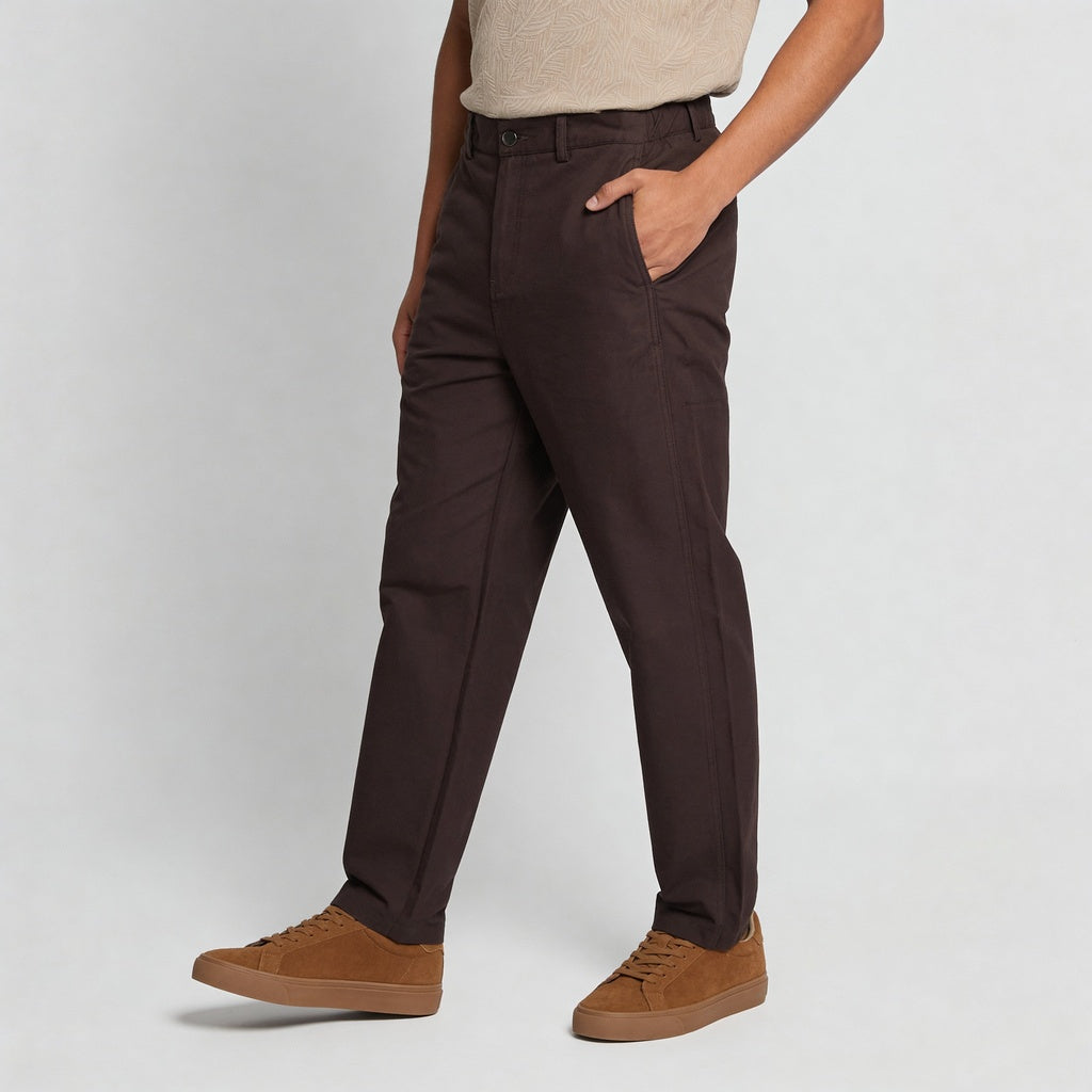 Woven Solid Riviters Mid Rise Pants