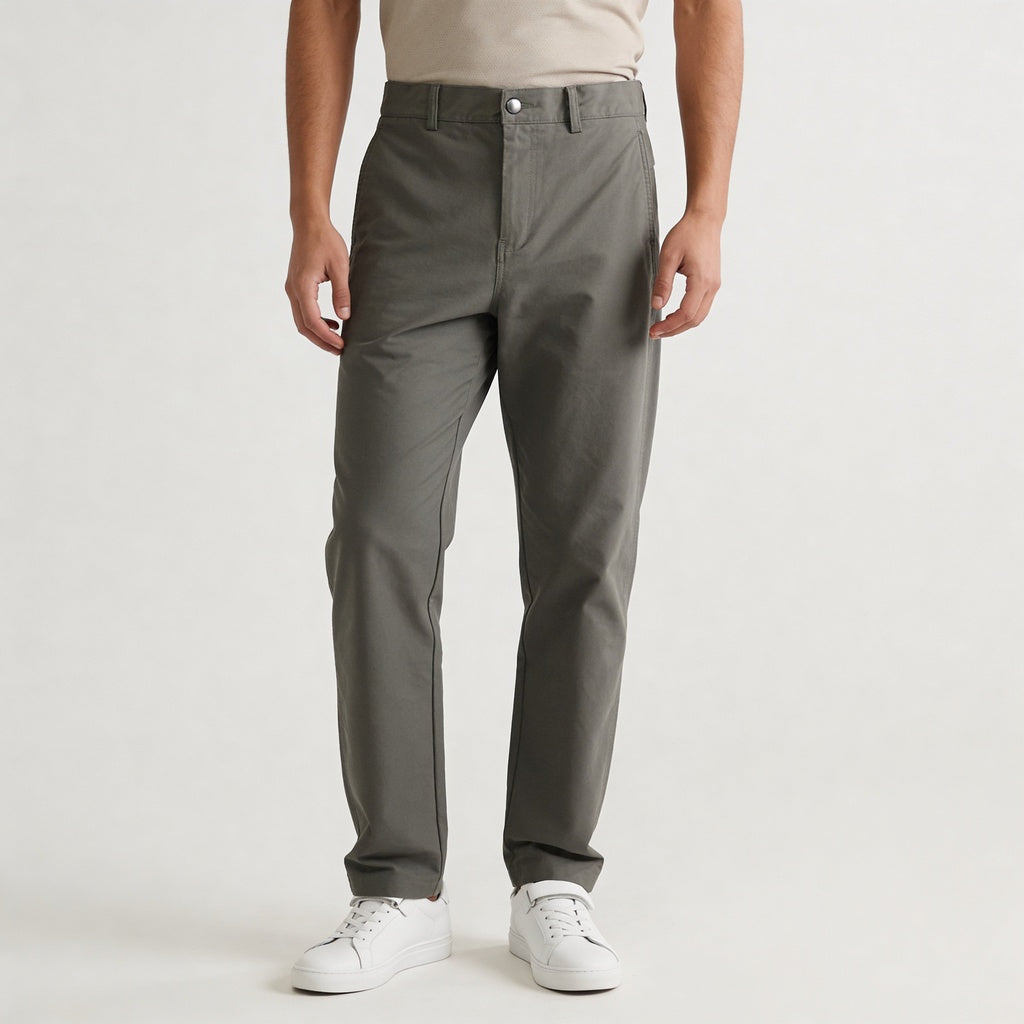 Woven Solid Riviters Mid Rise Pants
