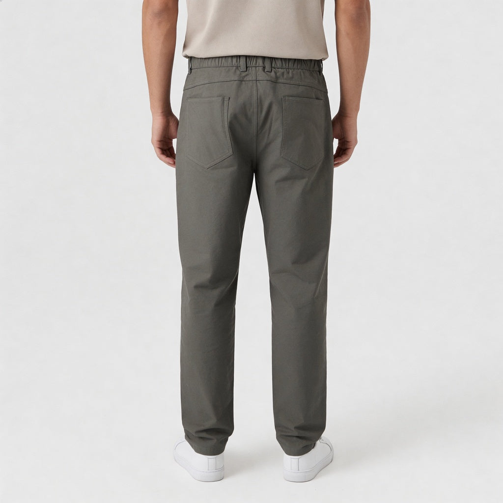 Woven Solid Riviters Mid Rise Pants