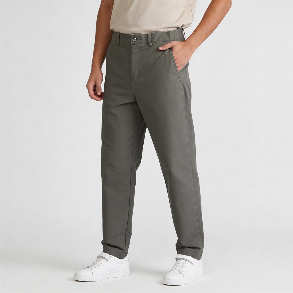 Woven Solid Riviters Mid Rise Pants