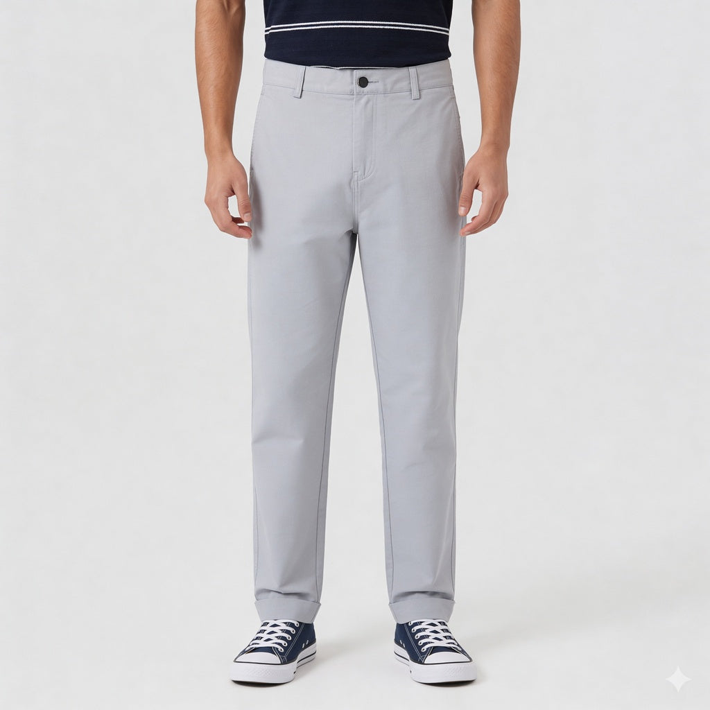 Woven Solid Riviters Mid Rise Pants