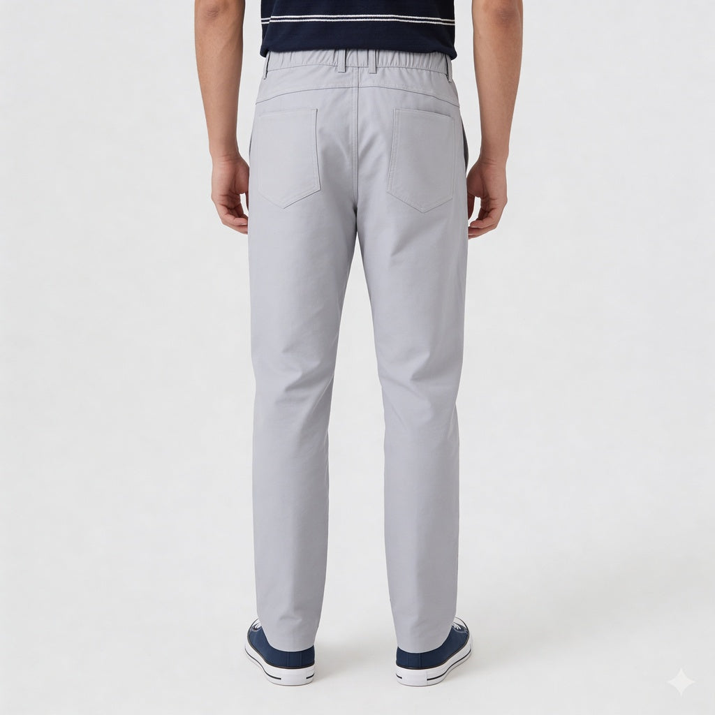 Woven Solid Riviters Mid Rise Pants