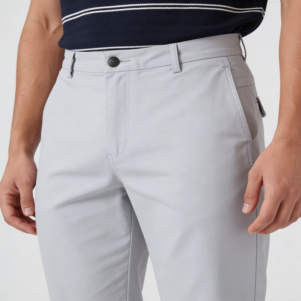 Woven Solid Riviters Mid Rise Pants