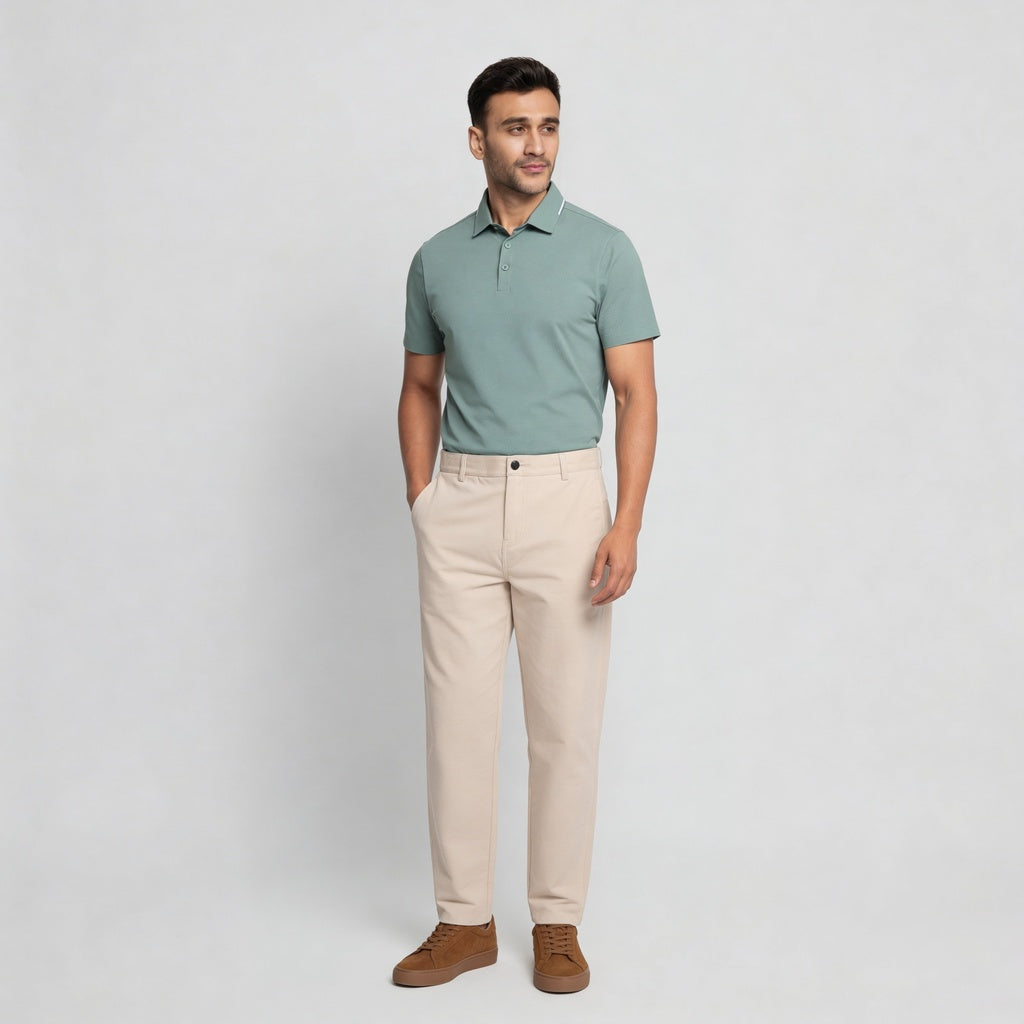 Woven Solid Riviters Mid Rise Pants