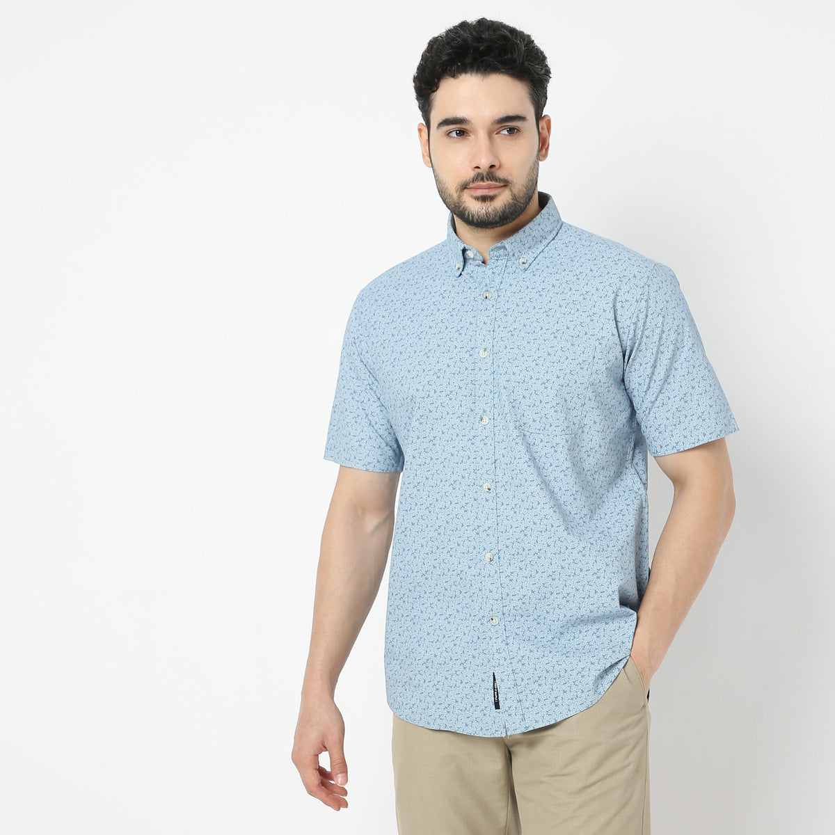 Regular Fit Printed Cambridge Shirt