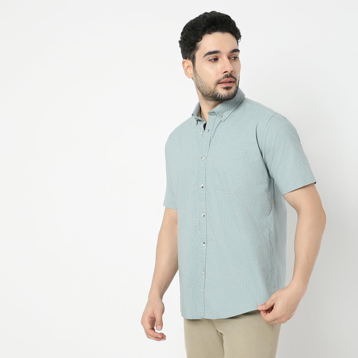 Regular Fit Printed Cambridge Shirt