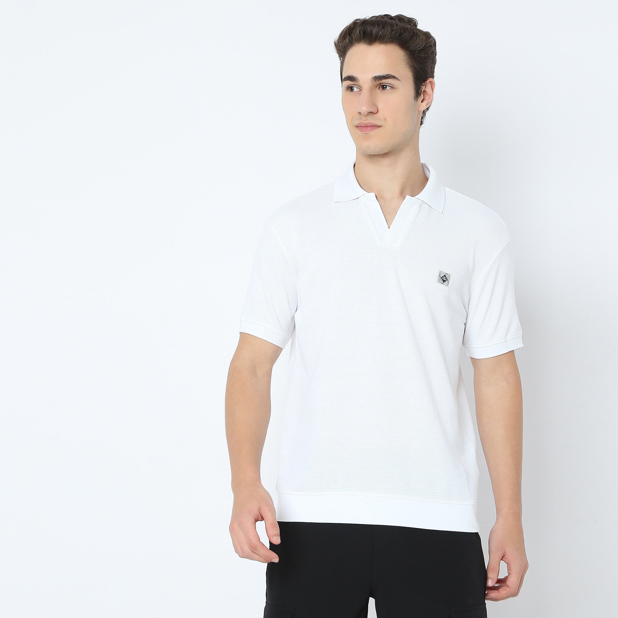 Jacquard Johnny Collar Modern Smart Island Polo T-Shirt