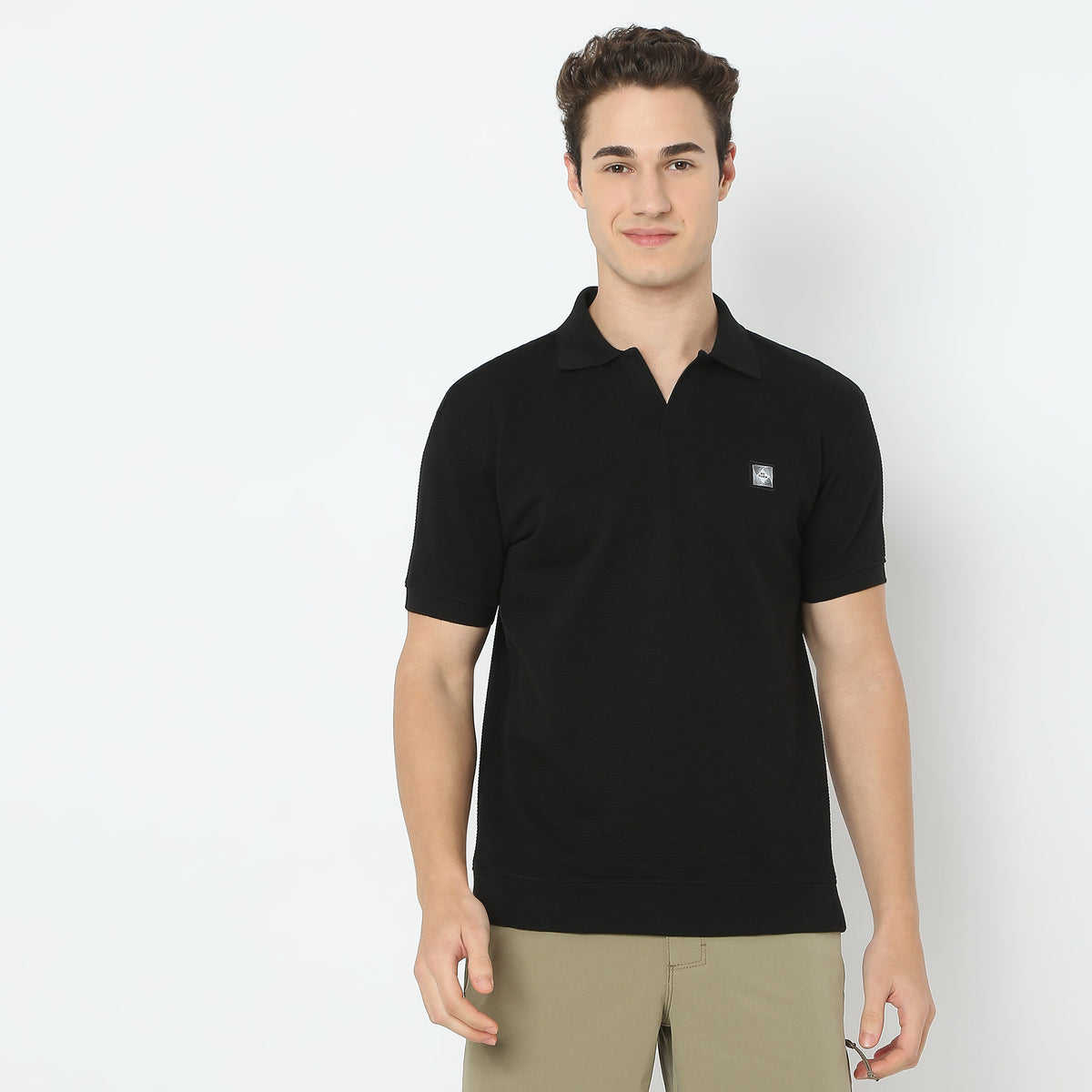 Jacquard Johnny Collar Modern Smart Island Polo T-Shirt