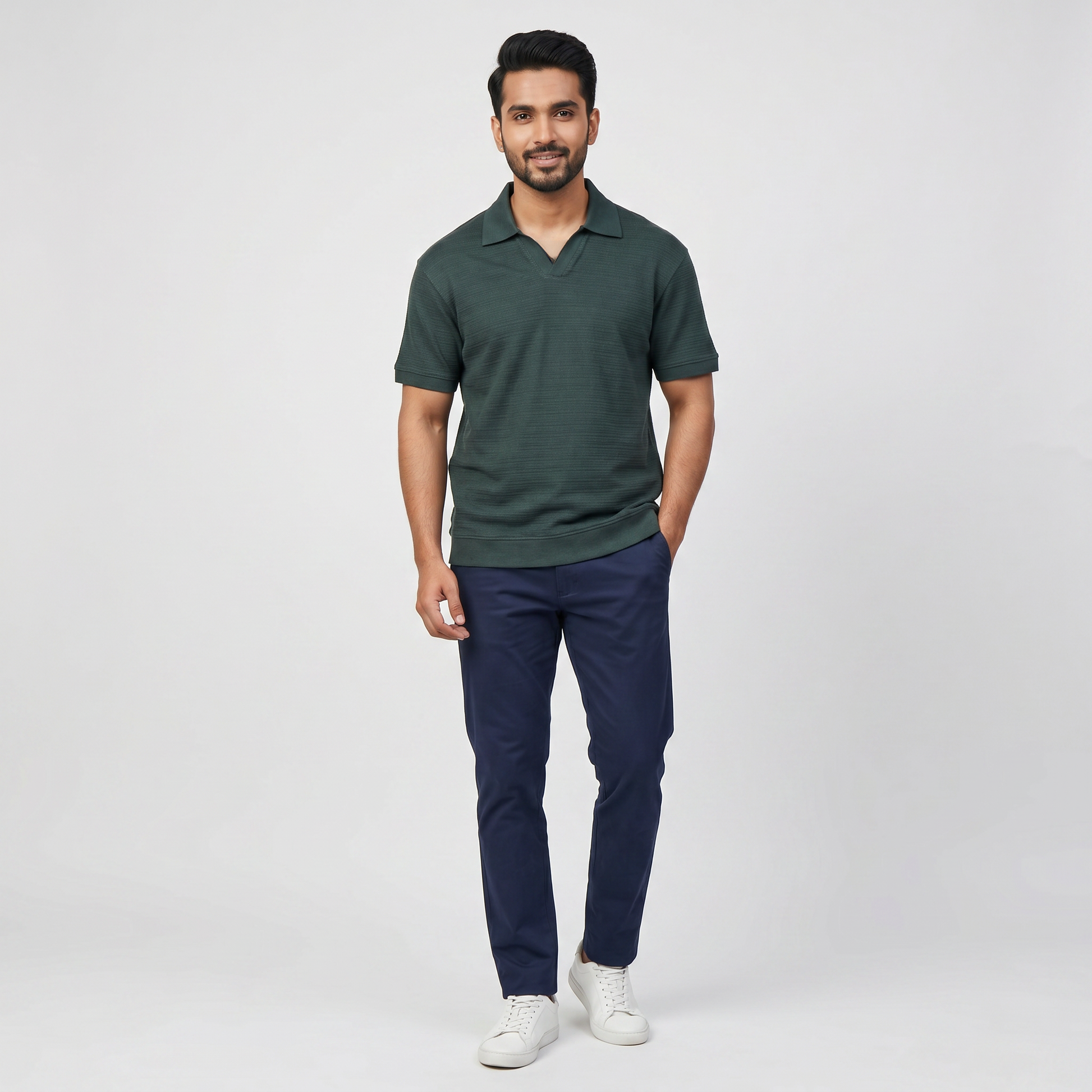 Cotton Structured Island Polo T-Shirt