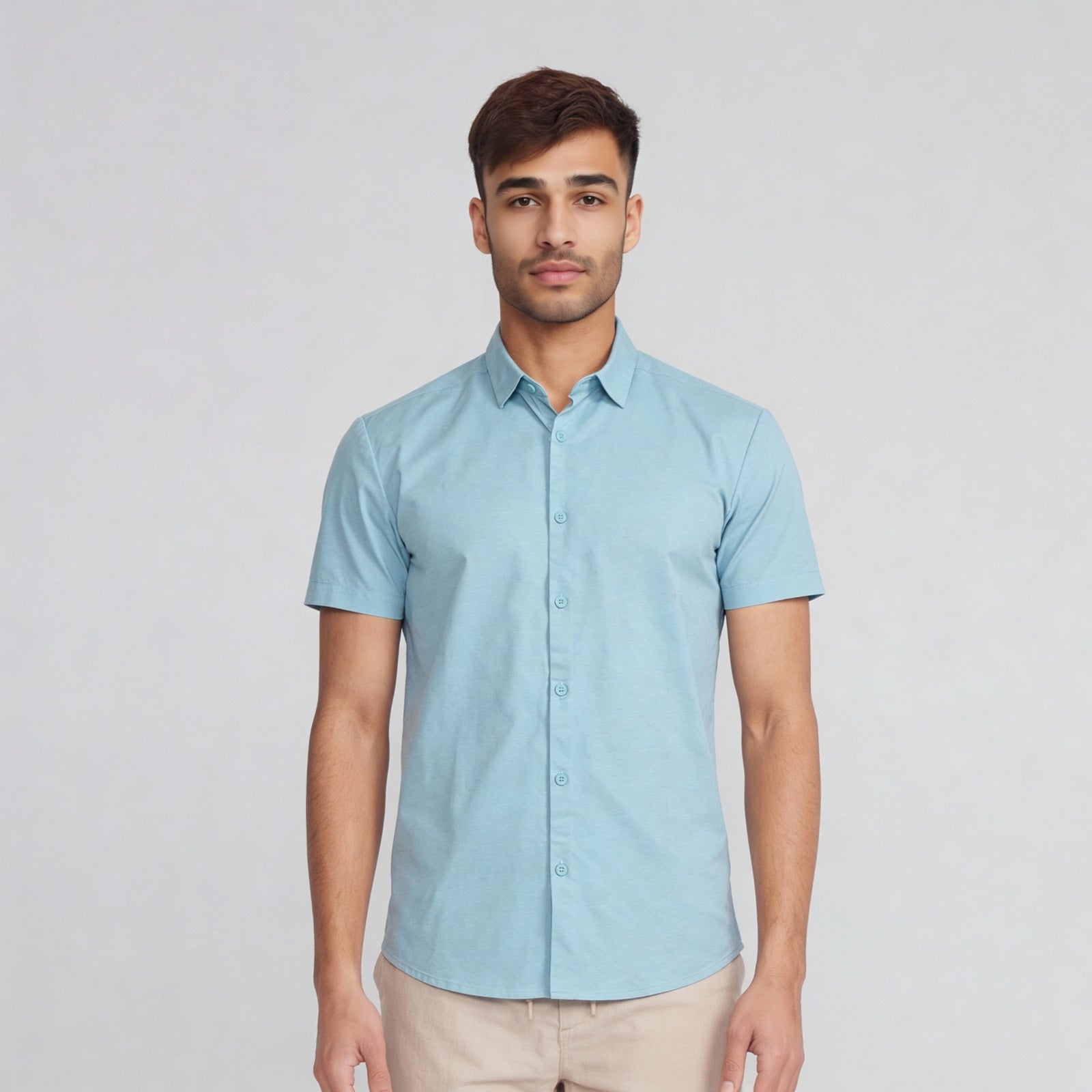 Regular Fit Solid Shirt Collar Regular Length Shirt