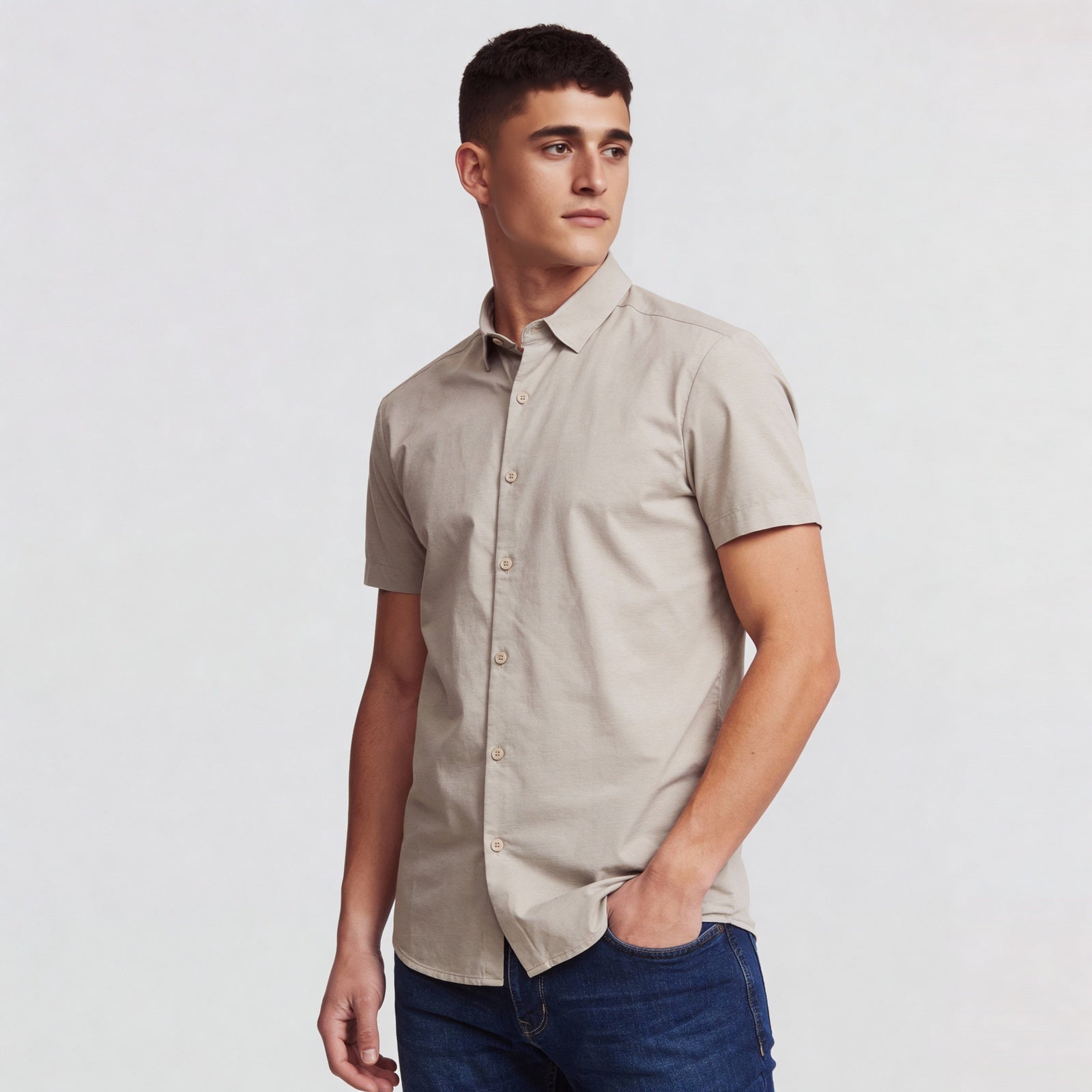 Regular Fit Solid Shirt Collar Regular Length Shirt