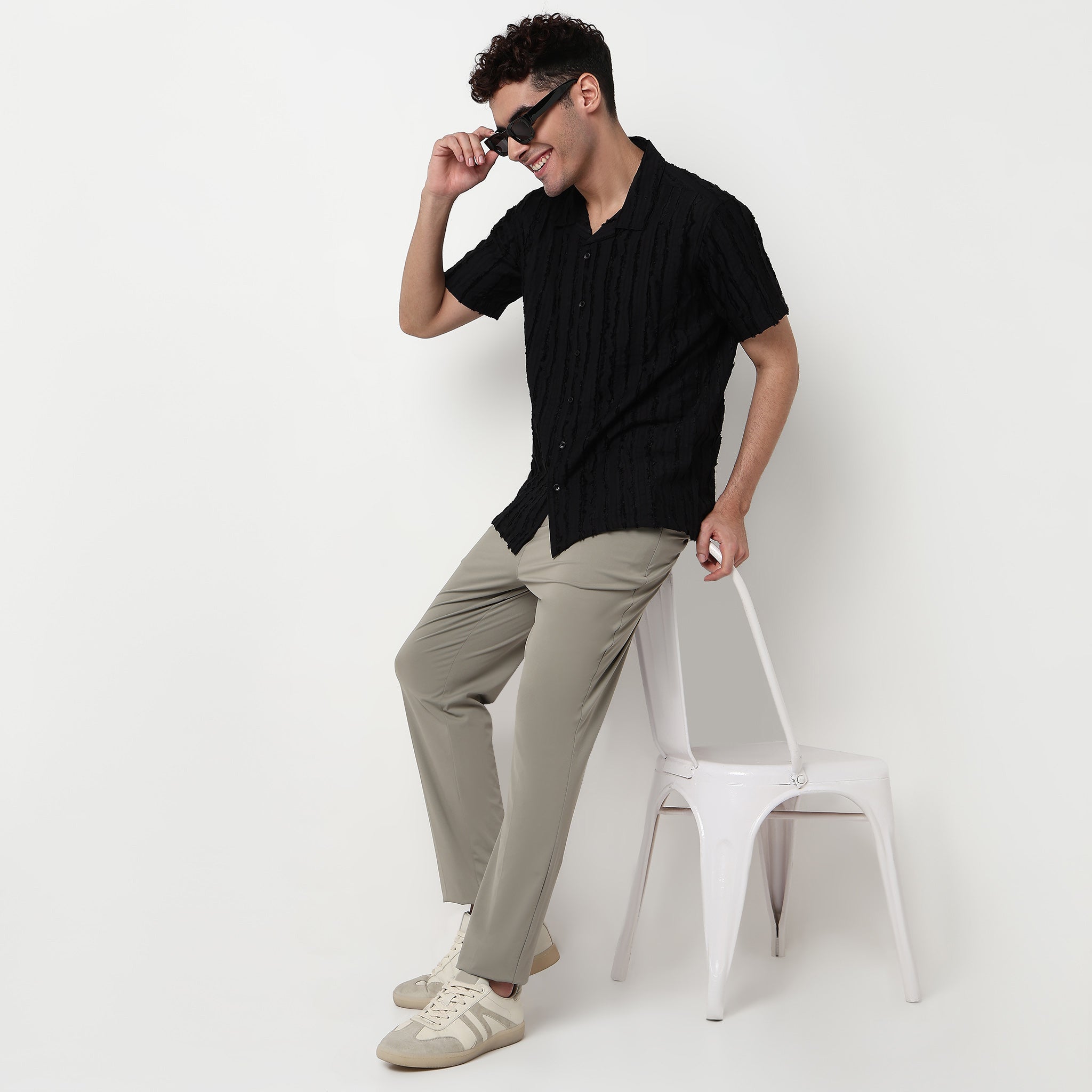 Cotton Fabric Camp Collar Shirt