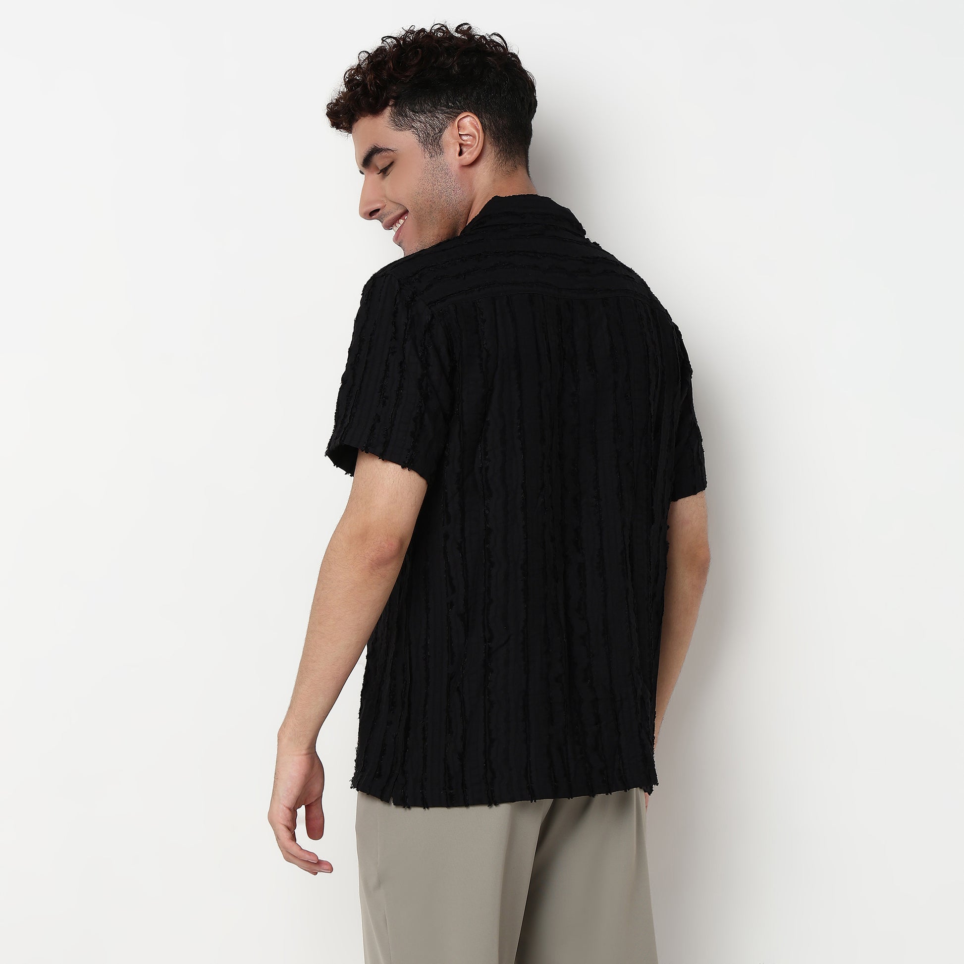 Cotton Fabric Camp Collar Shirt