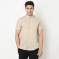 Linen Enriched Fine Natural Blend Shirt Half Sleeve Band Collar