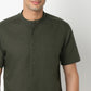 Lininᵉˣ - Linen Enriched Fine Natural Blend Shirt Half Sleeve Band Collar