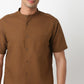 Lininᵉˣ - Linen Enriched Fine Natural Blend Shirt Half Sleeve Band Collar