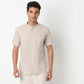 Lininᵉˣ - Linen Enriched Fine Natural Blend Shirt Half Sleeve Band Collar