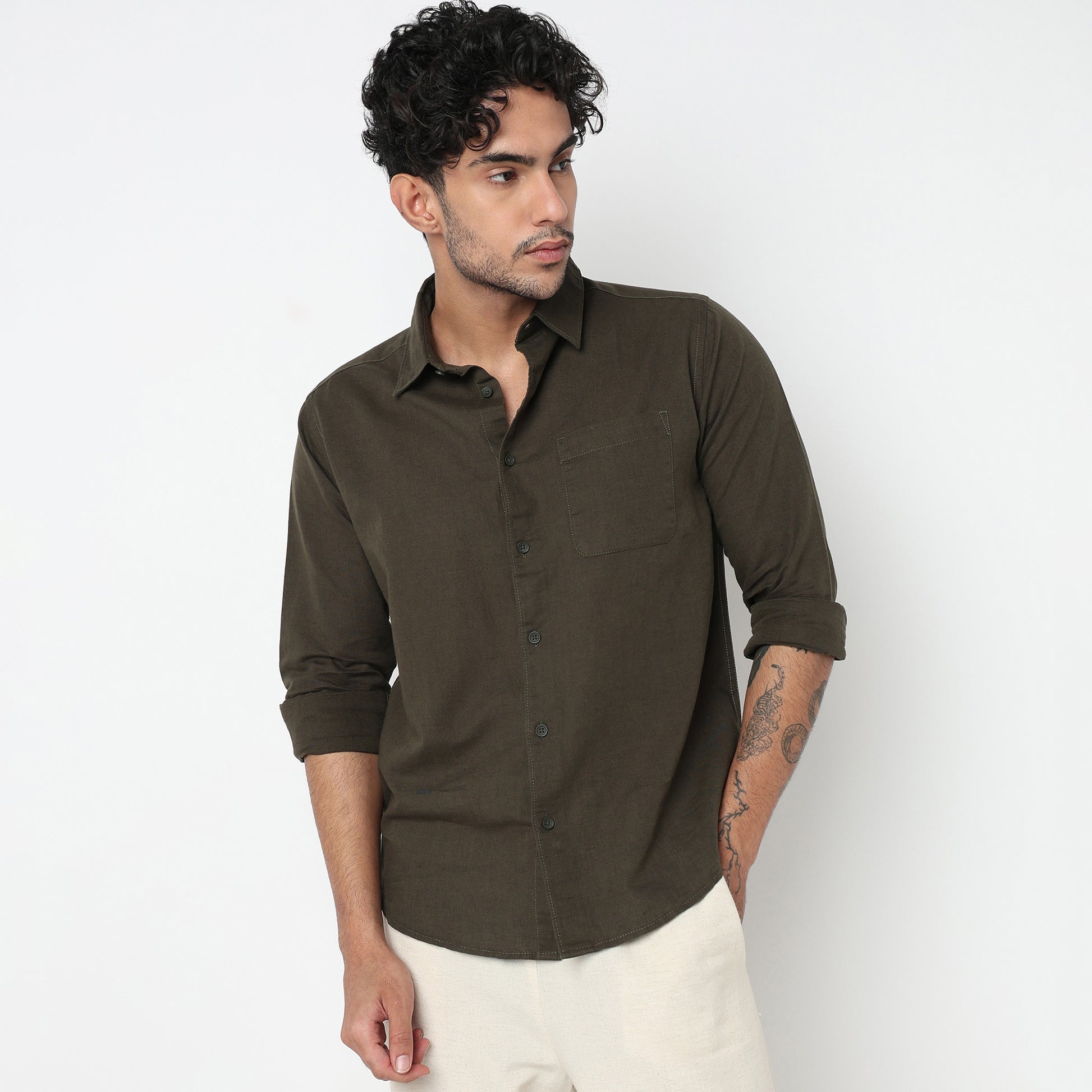 Smart Solid Linen Shirt