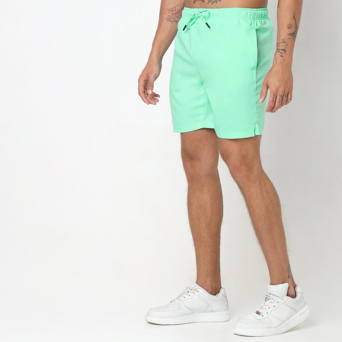 Regular Fit Solid Mid Rise Shorts