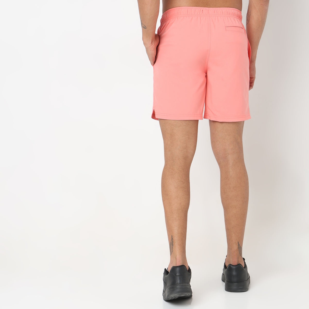 Regular Fit Solid Mid Rise Shorts