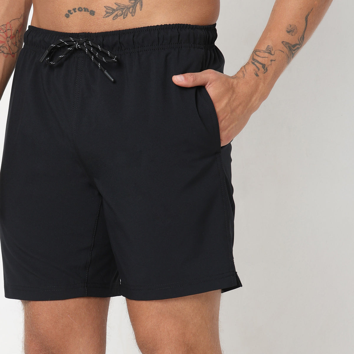 Regular Fit Solid Mid Rise Shorts