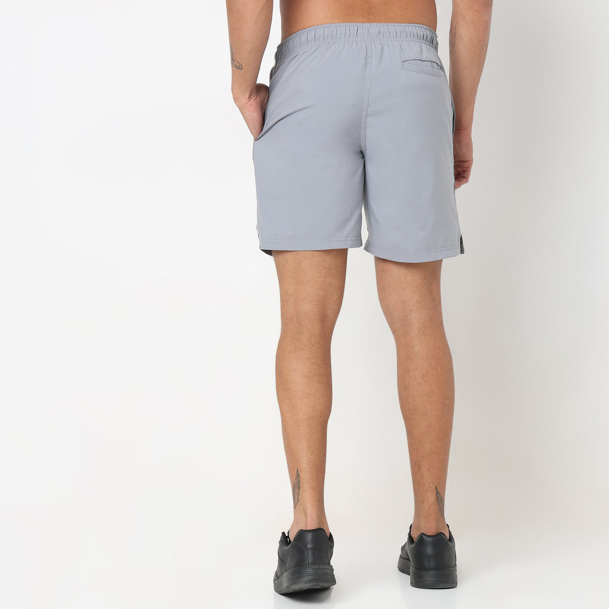 Regular Fit Solid Mid Rise Shorts