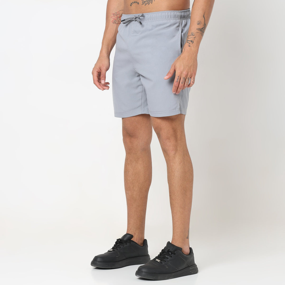 Regular Fit Solid Mid Rise Shorts