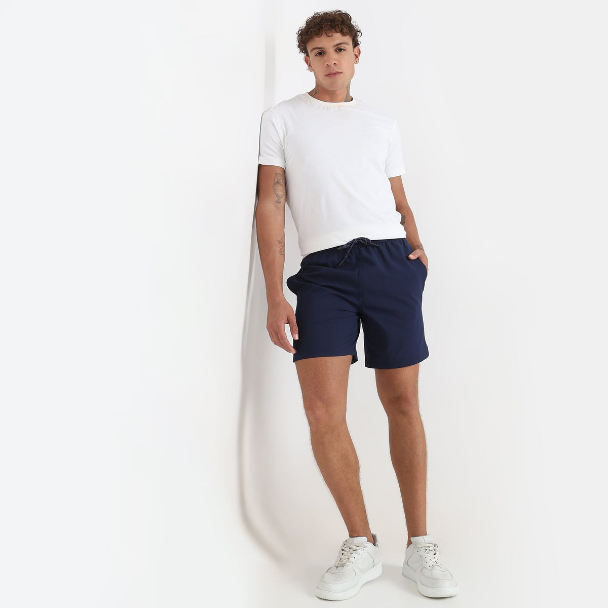 Regular Fit Solid Mid Rise Shorts