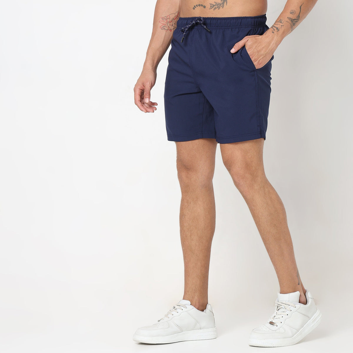 Regular Fit Solid Mid Rise Shorts