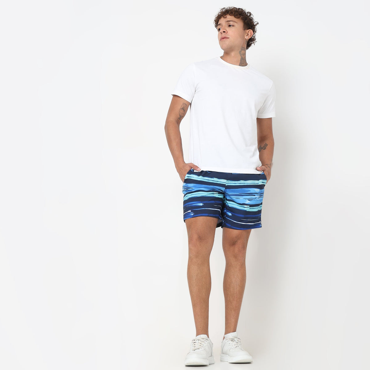 Regular Fit Solid Mid Rise Shorts