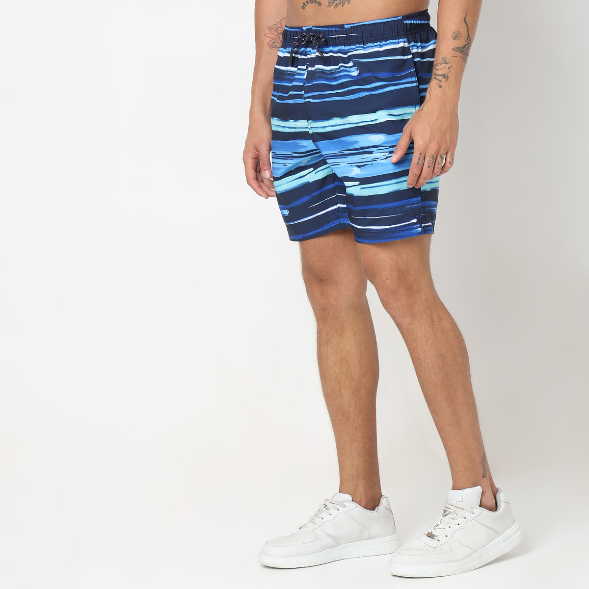 Regular Fit Solid Mid Rise Shorts