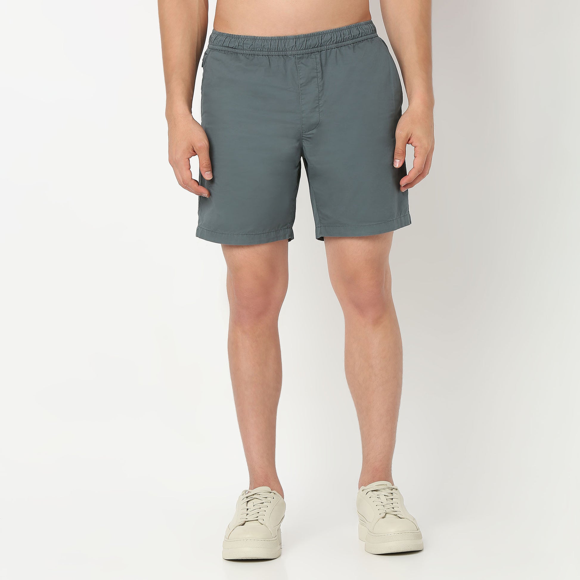 Solid Above Knee Light Weight 100% Cotton Shorts