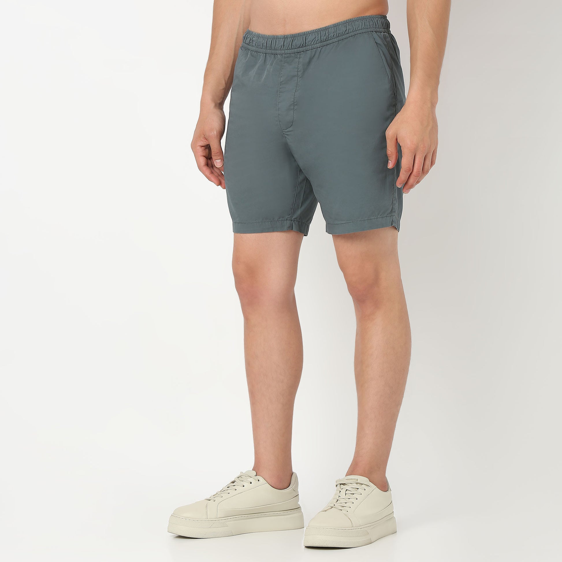 Solid Above Knee Light Weight 100% Cotton Shorts