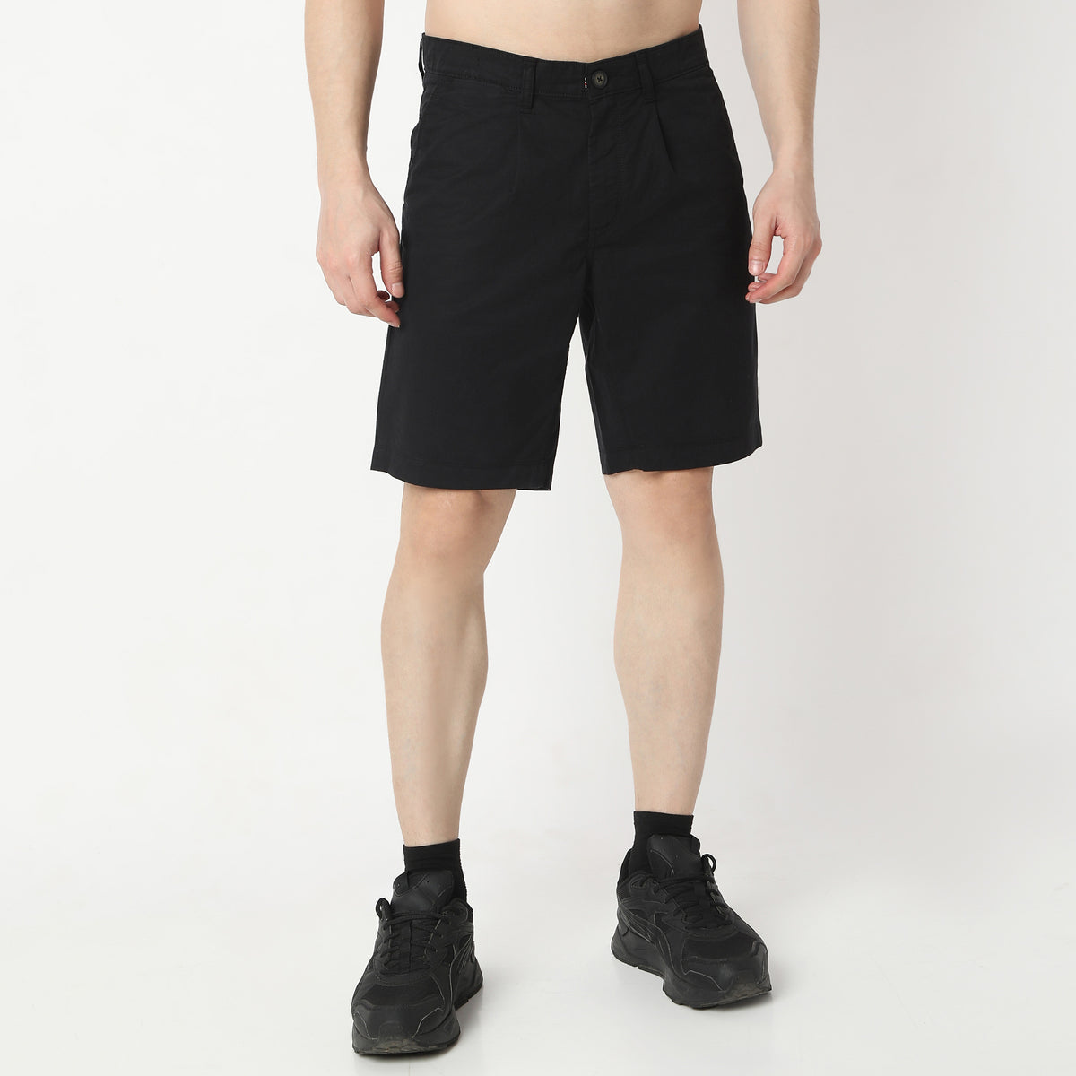 Solid Knee Length Active Shorts