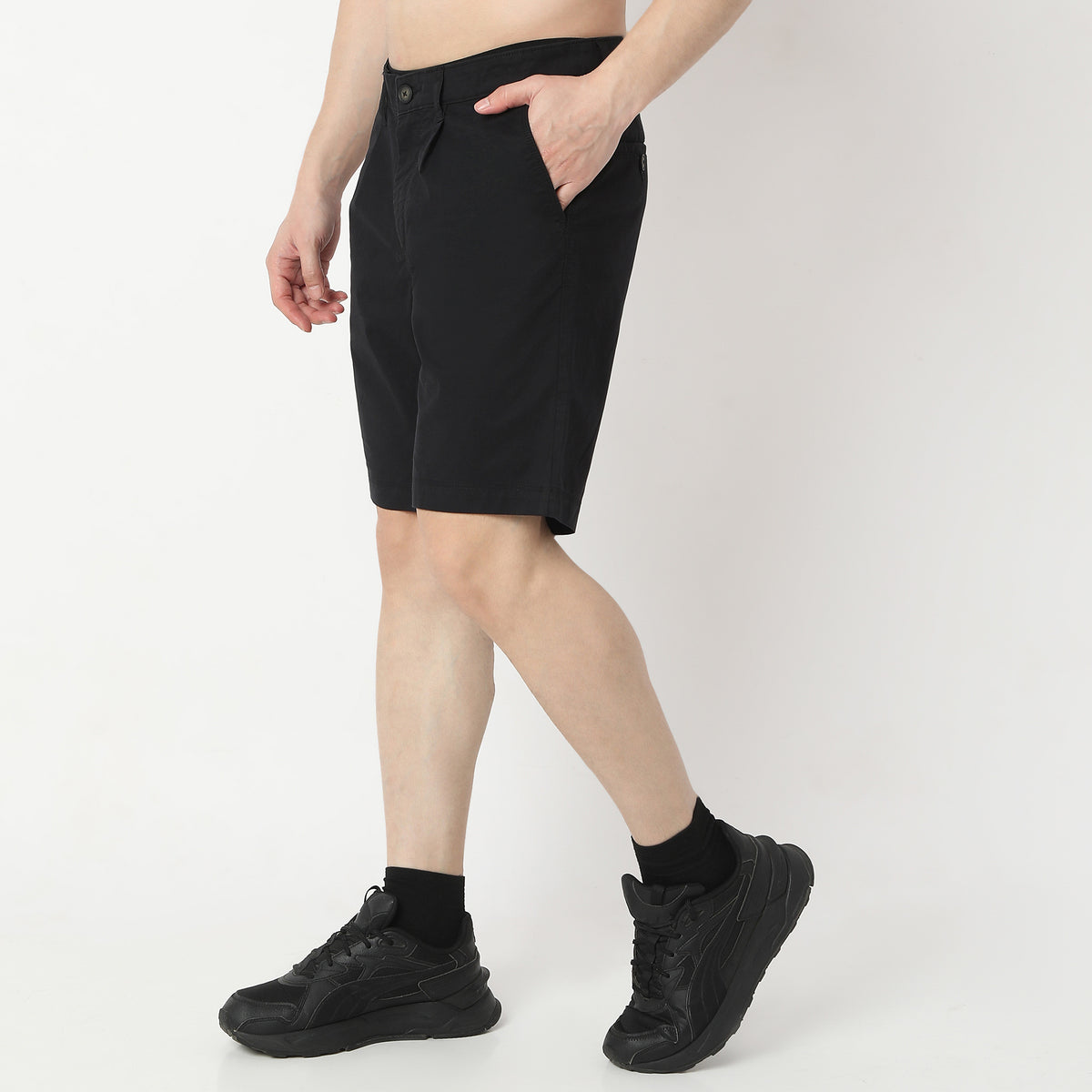 Solid Knee Length Active Shorts