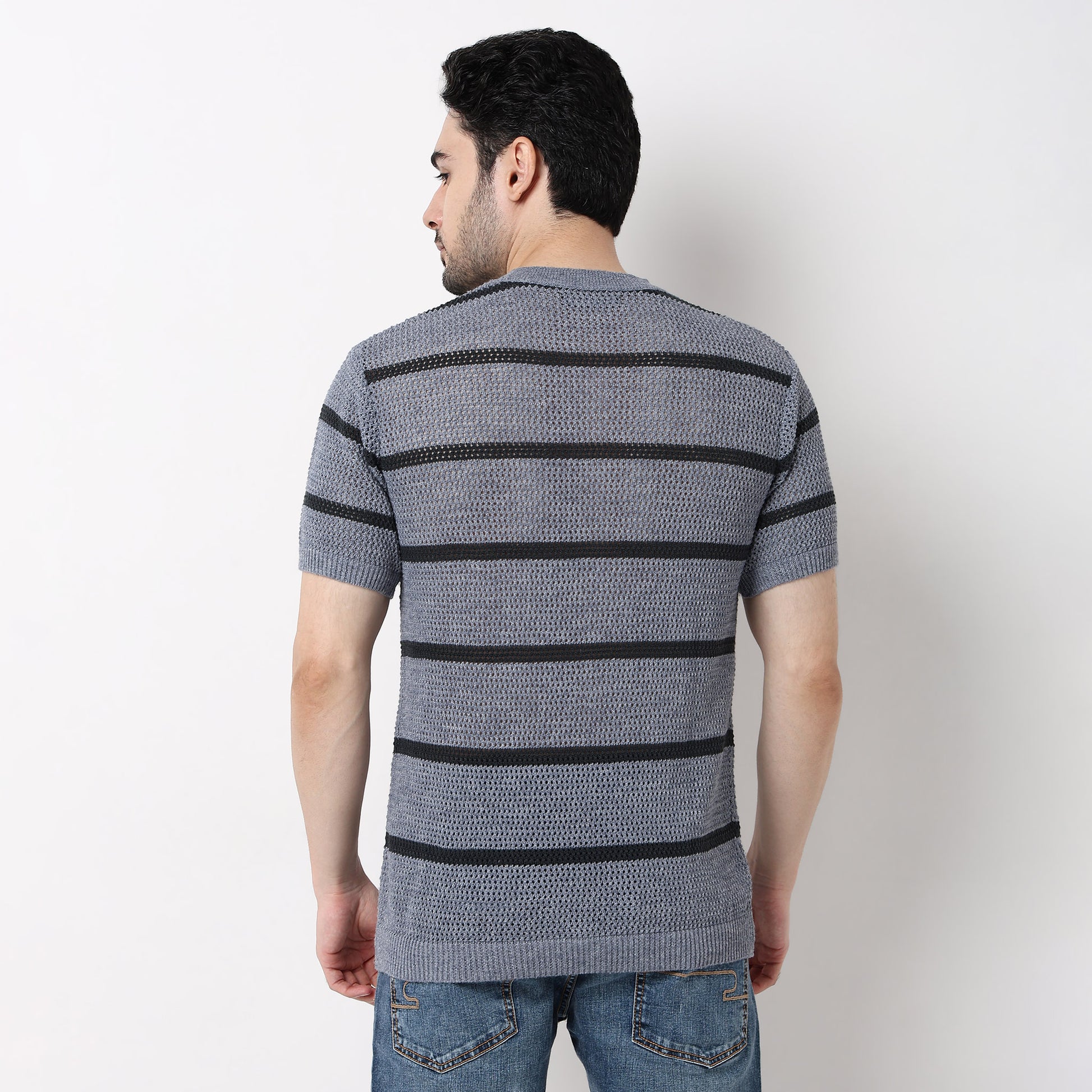 Hand Knit Jersey Smart Striped Sweater