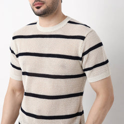 Hand Knit Jersey Smart Striped Sweater