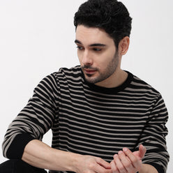 Hand Knit Jersey Smart Striped Sweater