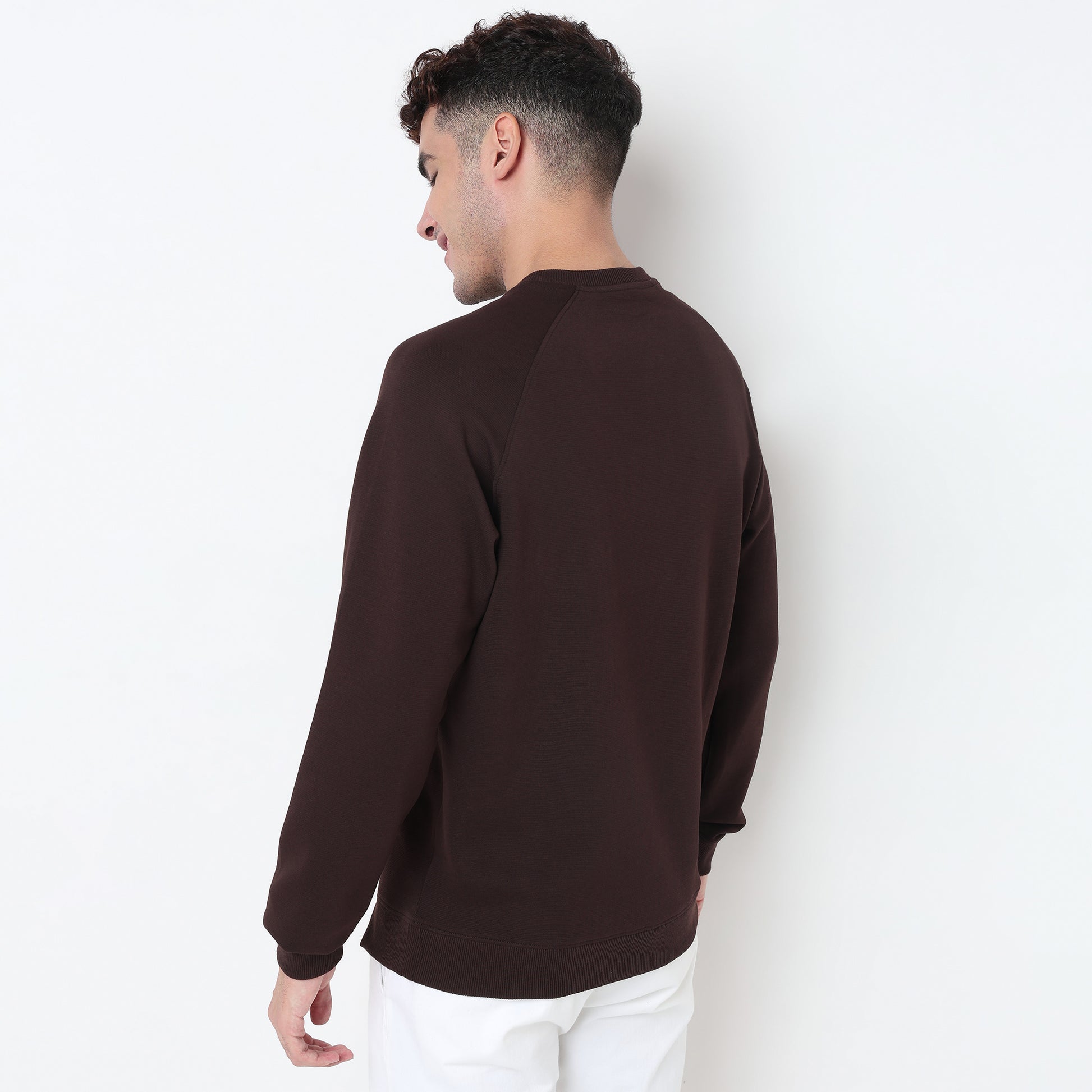 Knitted Structured Crew Neck Sweatshirt
