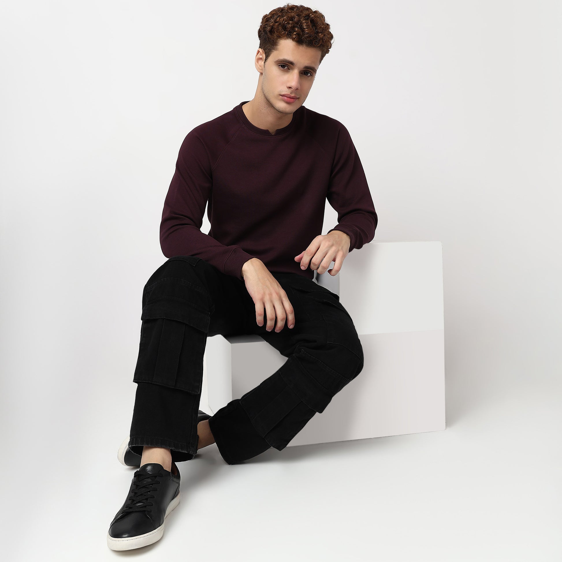 Knitted Structured Crew Neck Sweatshirt