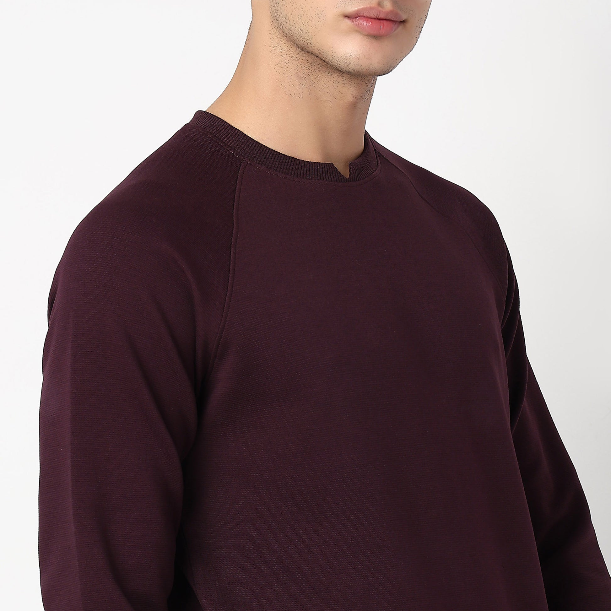 Knitted Structured Crew Neck Sweatshirt