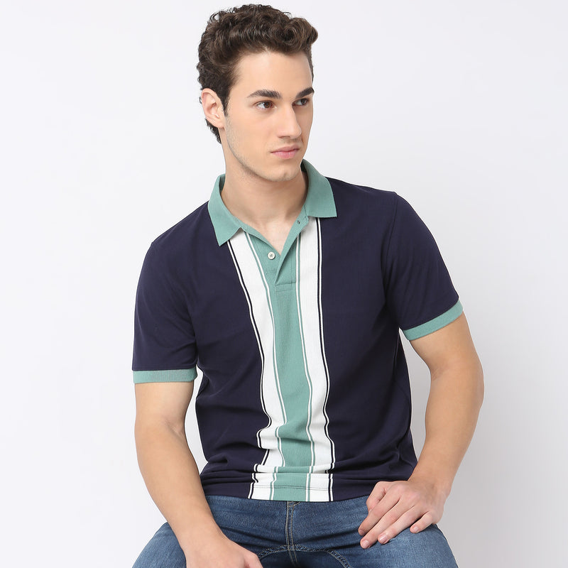 Regular Fit Striped Polo T-Shirt