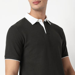 Knitted Structured Rugby Polo T-Shirt