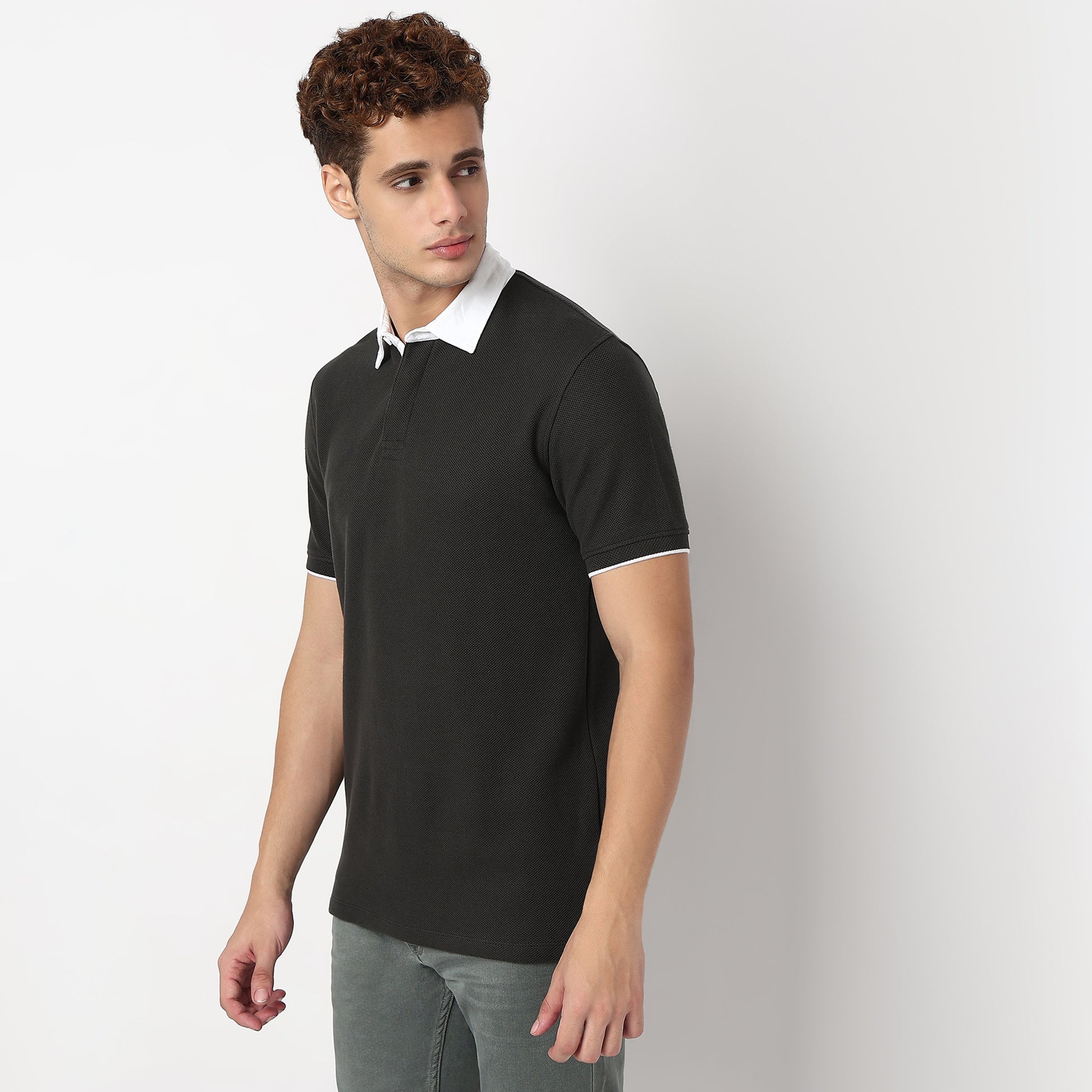 Knitted Structured Rugby Polo T-Shirt
